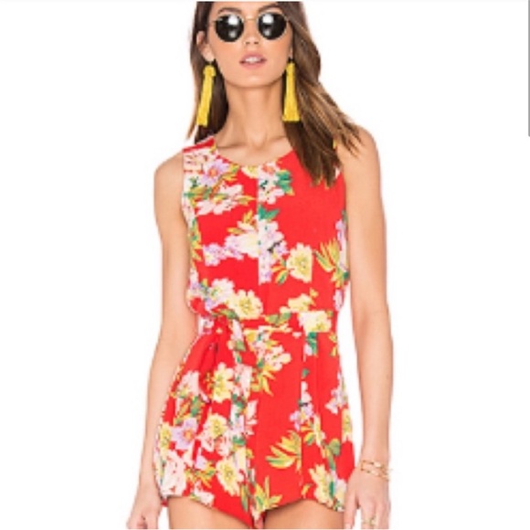 Privacy Please Pants - Privacy Please gorgeous red floral romper s